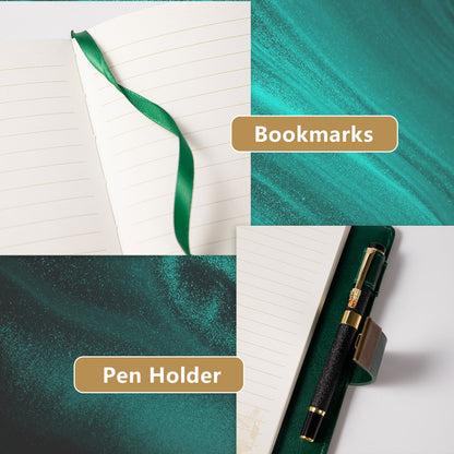 Refillable Leather Sailing Lock Journal - B6 - Green