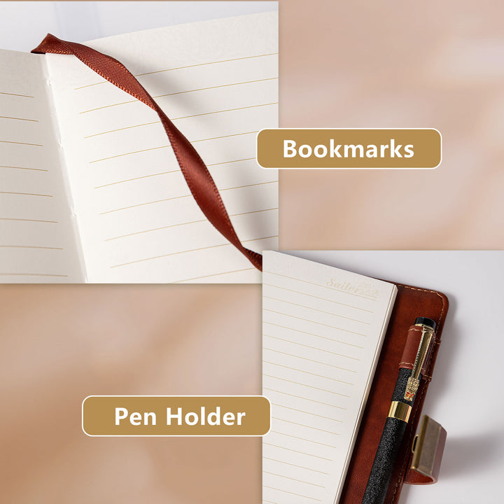 Refillable Leather Sailing Lock Journal - B6 - Red Brown