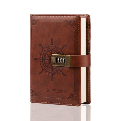 Refillable Leather Sailing Lock Journal - B6 - Red Brown