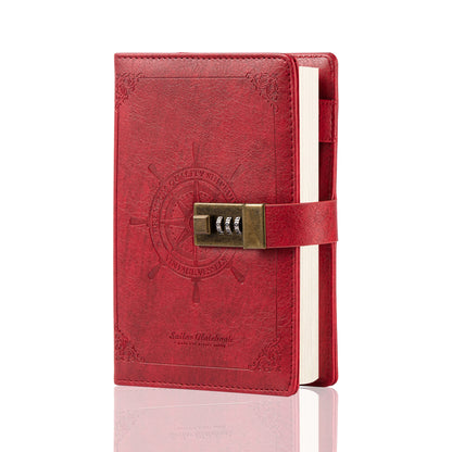 Refillable Leather Sailing Lock Journal - B6 - Red