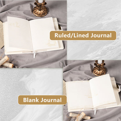 Refillable Leather Sailing Lock Journal - B6 - White