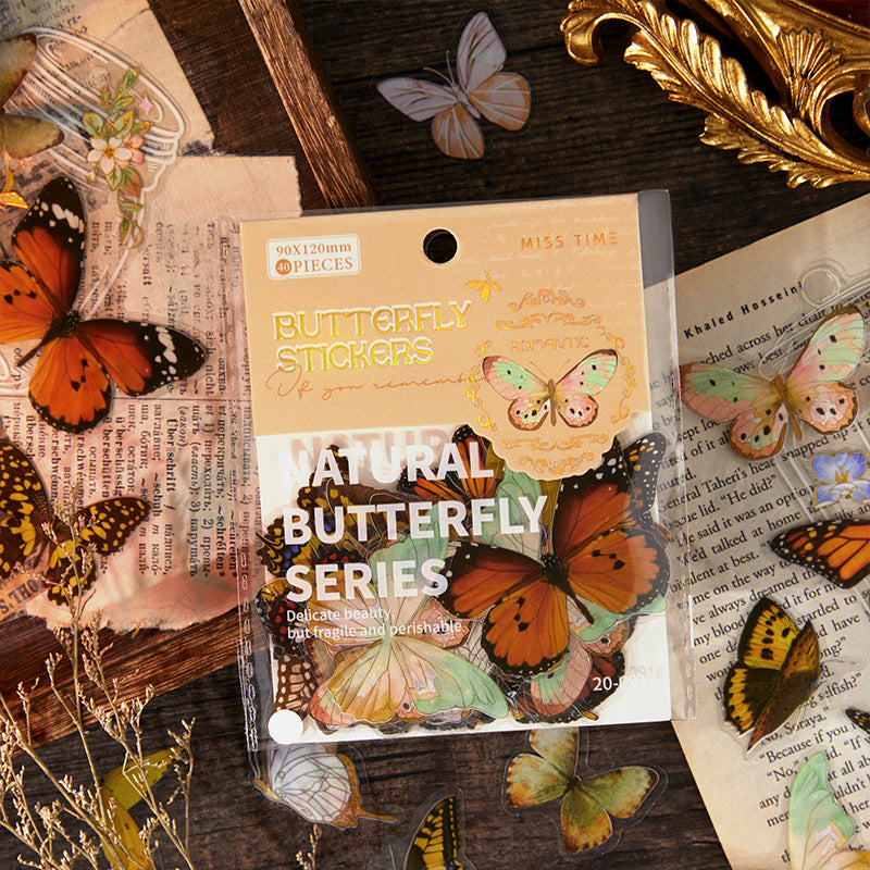 Romantic Butterfly Stickers - Floating Light - 40 Pcs