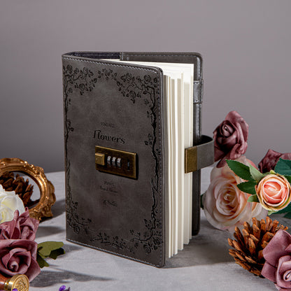 Rose Leather Lock Journal - B6 - Ruled - Gray