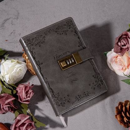 Rose Leather Lock Journal - B6 - Ruled - Gray