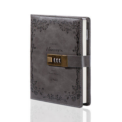 Rose Leather Lock Journal - B6 - Ruled - Gray