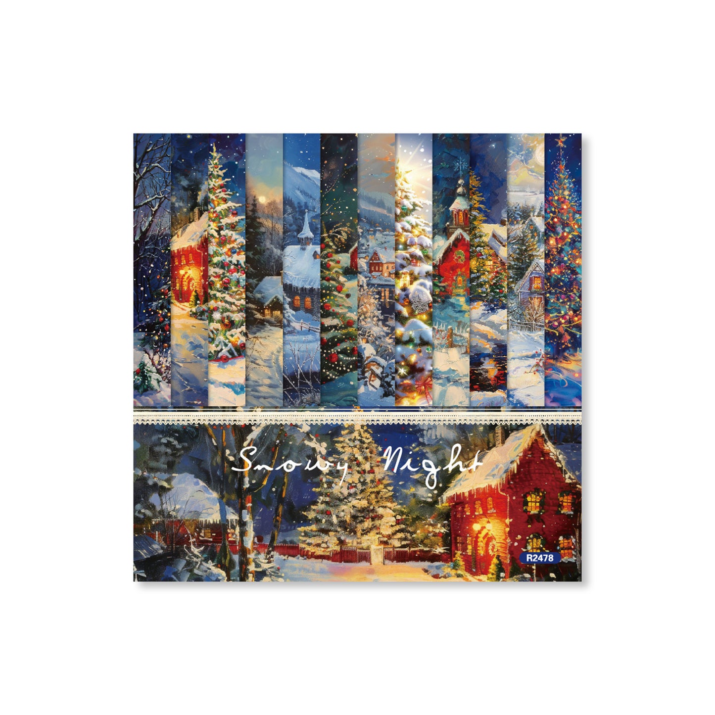 Christmas Snowy Night Scrapbook Paper - 12 Sheets