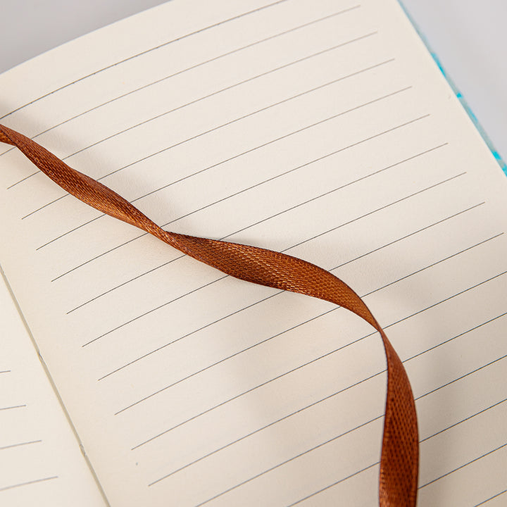 Song Brocade Lined & Blank Notebook - A6 - Blue