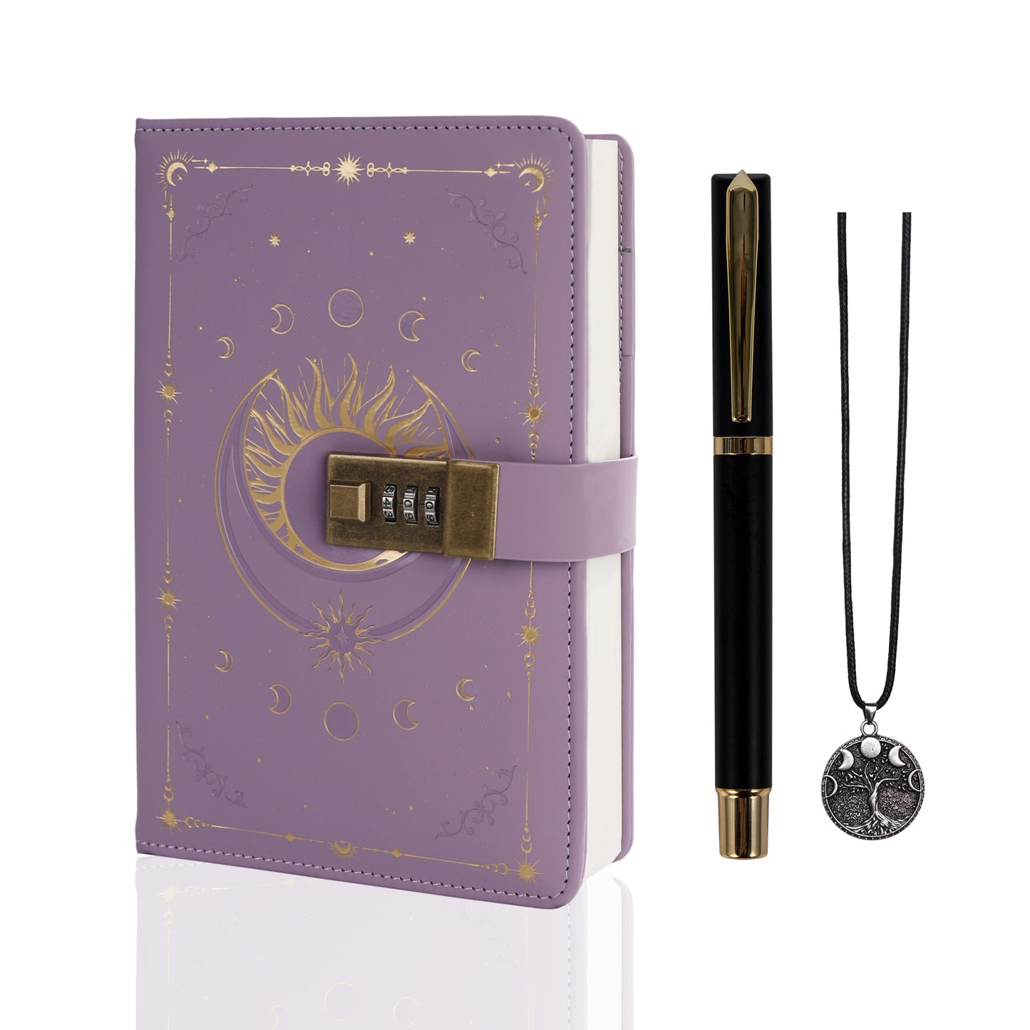 A5 Lined Sun Lock Journal - Purple