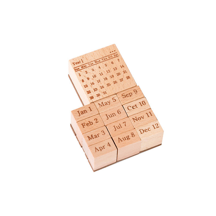 Time Planning Wooden Stamp - Set of 13