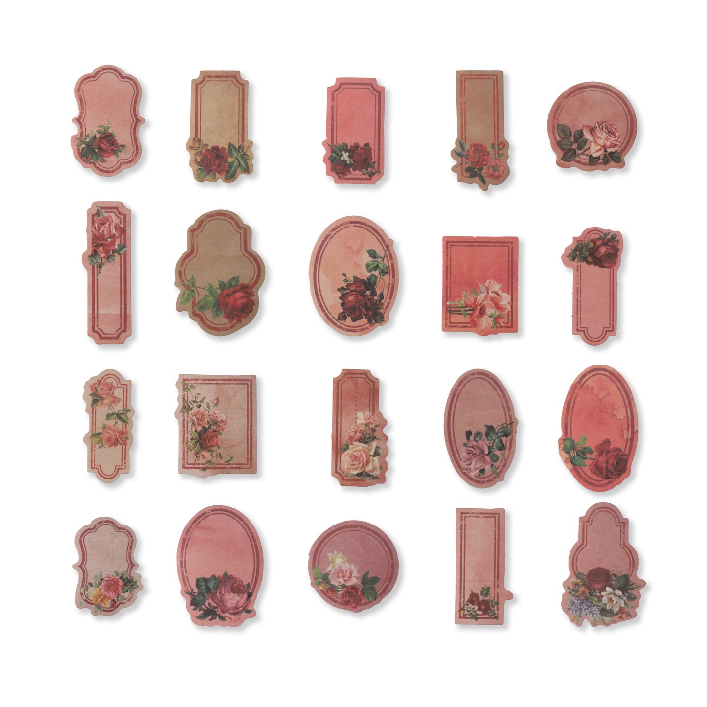 Vintage Floral Writeable Label Stickers - 60 Pcs