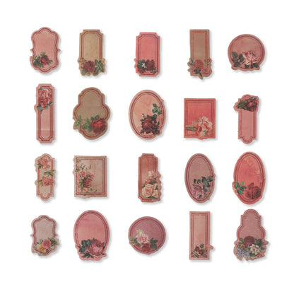 Vintage Floral Writeable Label Stickers - 60 Pcs
