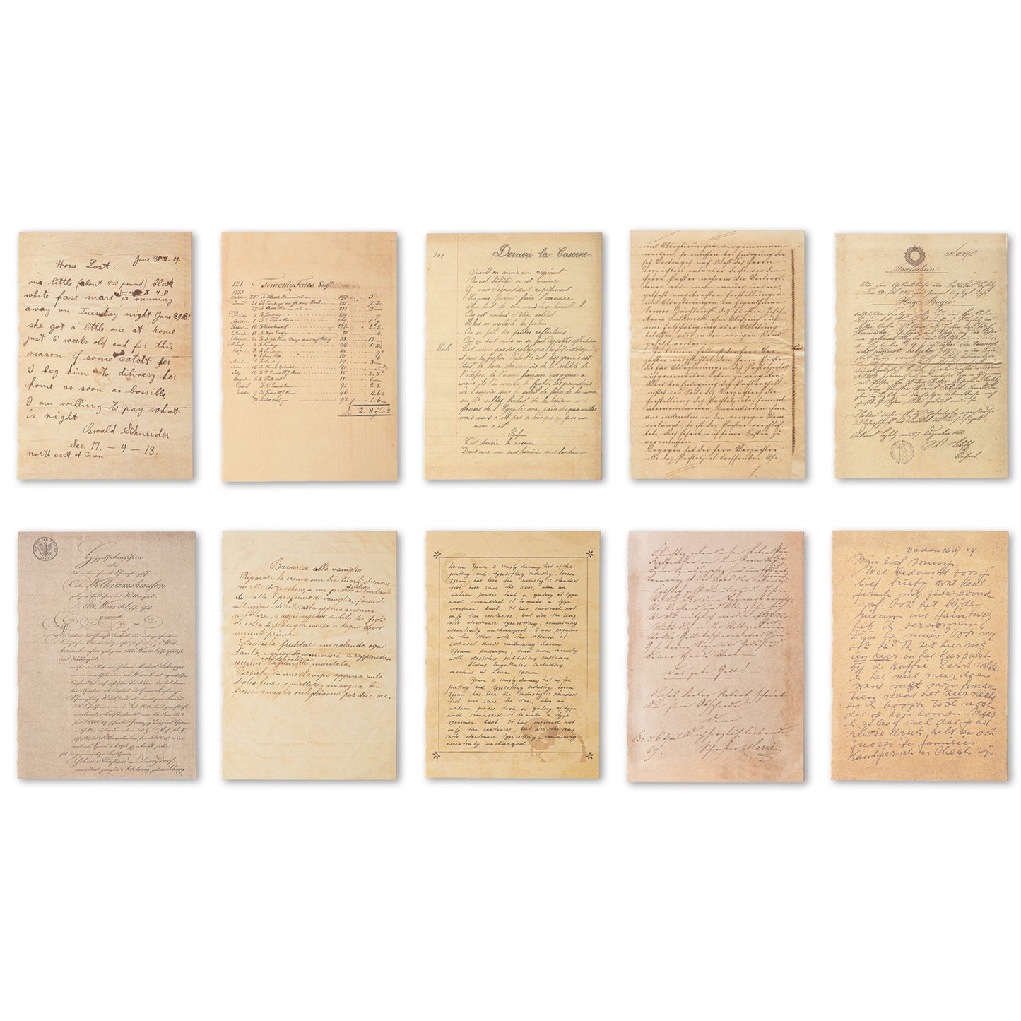 Scrapbook Paper - Manuscripts - 10 Sheets