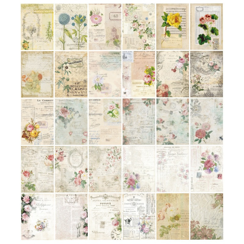 Vintage Scrapbook Paper Pad - Blossom Post - 30 Sheets