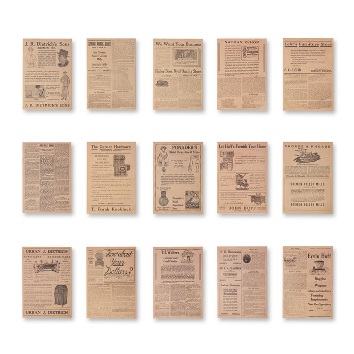 Vintage Scrapbook Paper Pad - Aged Newspaper - 30 Sheets
