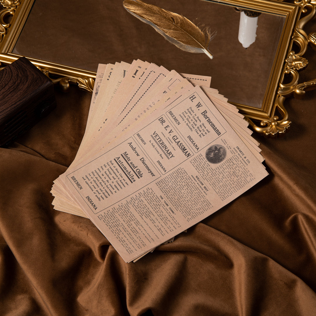 Vintage Scrapbook Paper Pad - Aged Newspaper - 30 Sheets