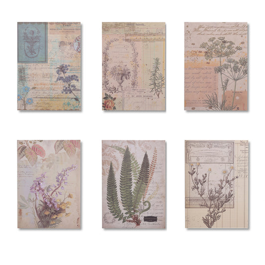 Vintage Scrapbooking Paper Pad - Plant Collection - 30 Sheets