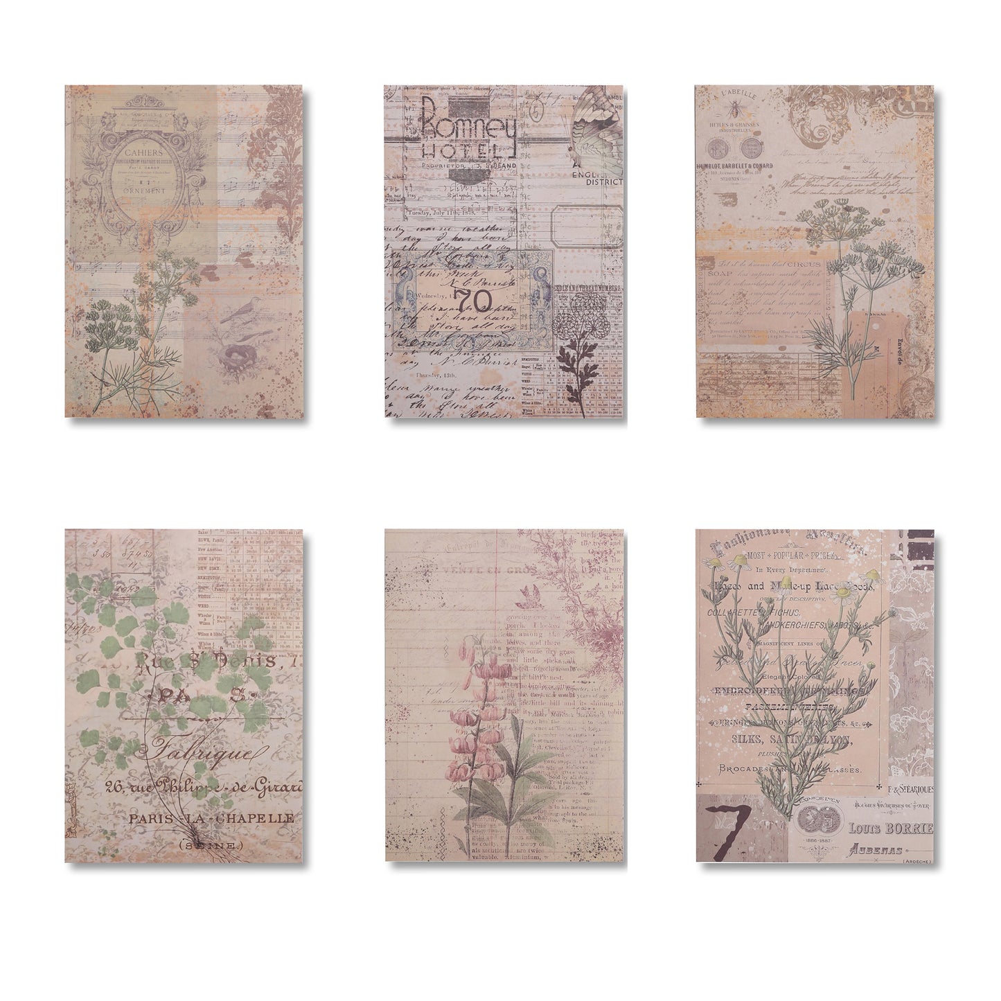 Vintage Scrapbooking Paper Pad - Plant Collection - 30 Sheets