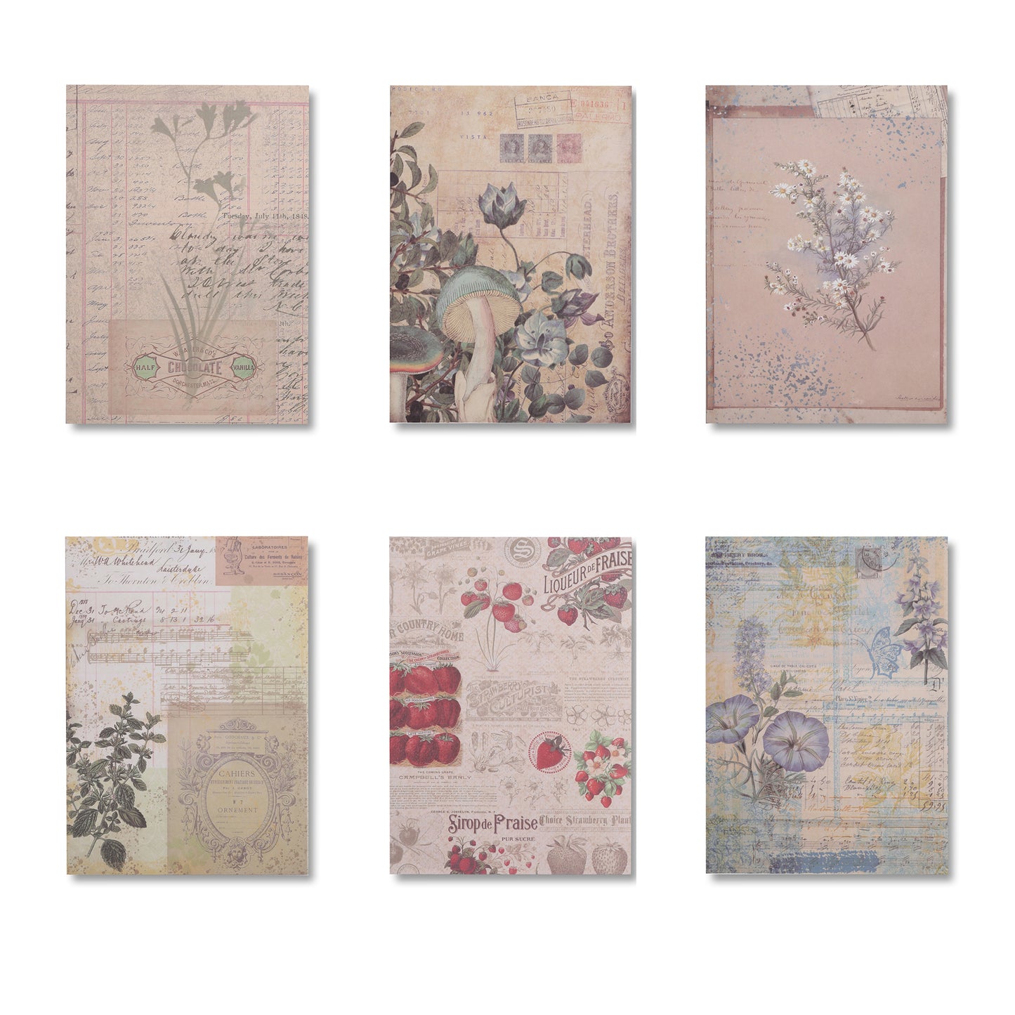 Vintage Scrapbooking Paper Pad - Plant Collection - 30 Sheets