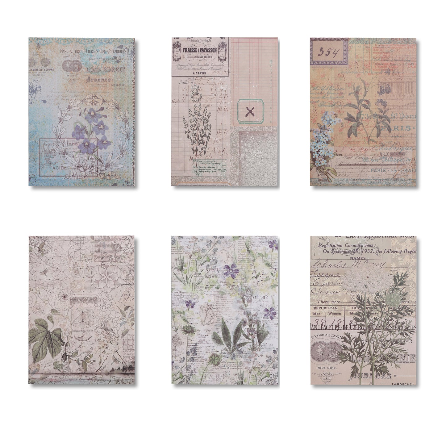 Vintage Scrapbooking Paper Pad - Plant Collection - 30 Sheets
