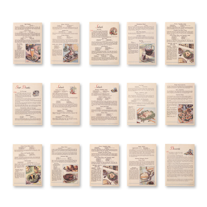 Vintage Scrapbook Paper Pad - Recipe - 30 Sheets