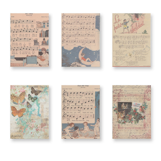 Vintage Scrapbooking Paper Pad - The Fairy Tale Score - 30 Sheets