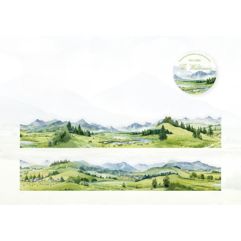 Irregular Edge Watercolor Mountain & River PET Tape