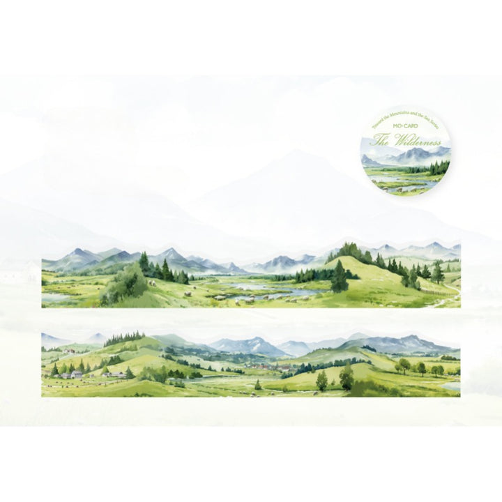 Irregular Edge Watercolor Mountain & River PET Tape