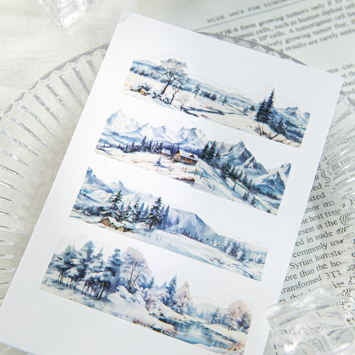 Irregular Edge Watercolor Mountain & River PET Tape