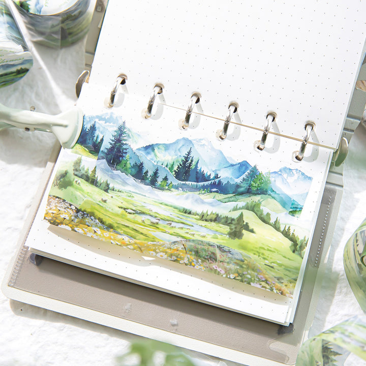 Irregular Edge Watercolor Mountain & River PET Tape