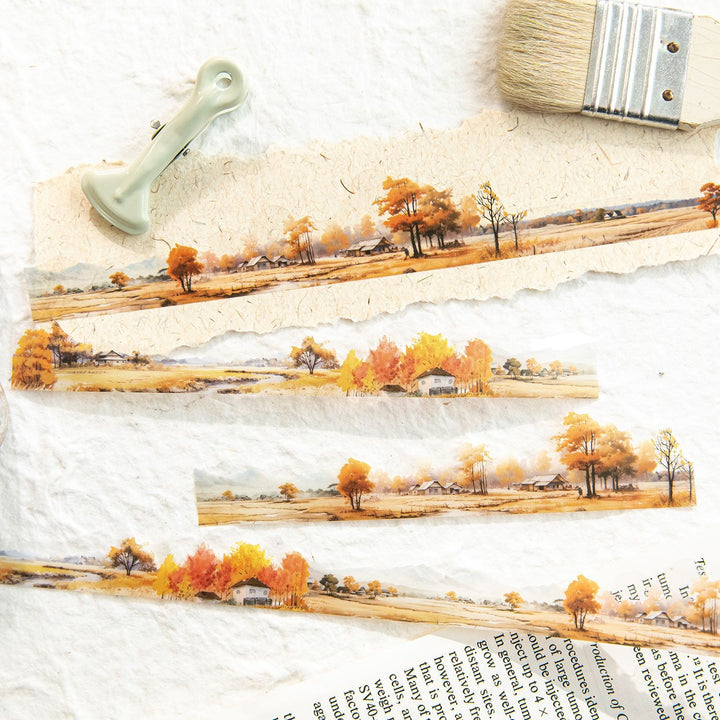 Irregular Edge Watercolor Mountain & River PET Tape