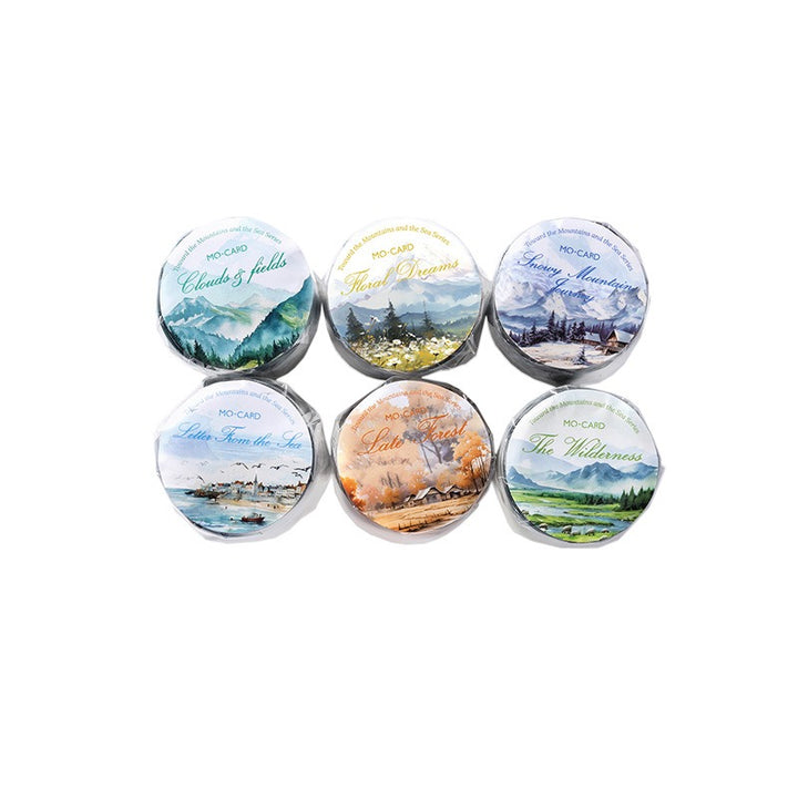 Irregular Edge Watercolor Mountain & River PET Tape