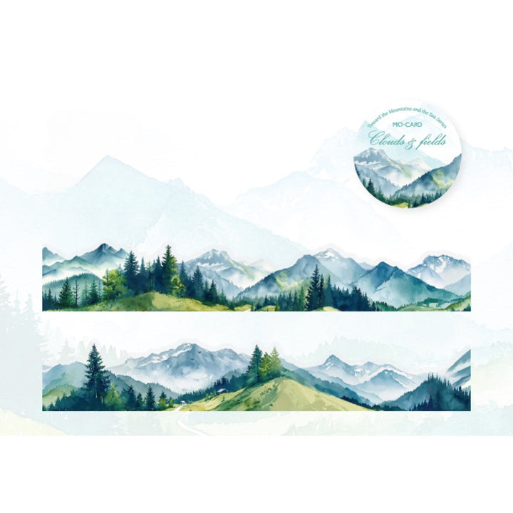 Irregular Edge Watercolor Mountain & River PET Tape