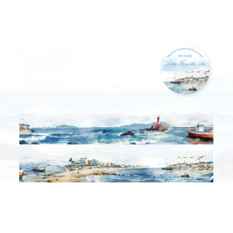 Irregular Edge Watercolor Mountain & River PET Tape