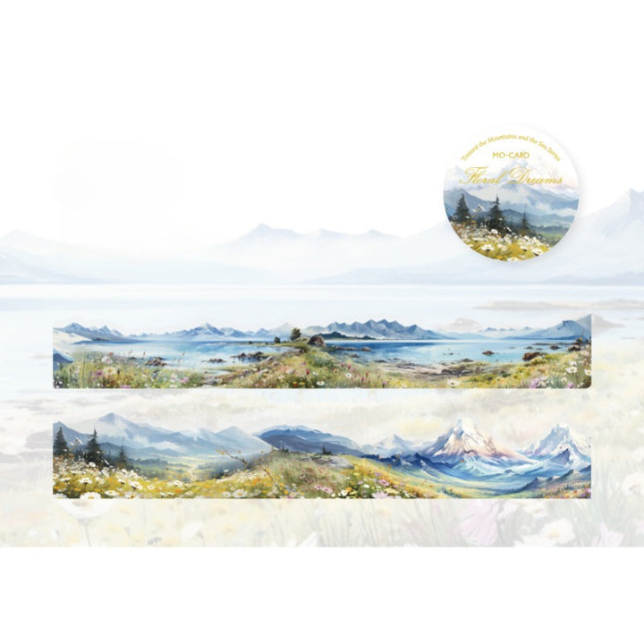 Irregular Edge Watercolor Mountain & River PET Tape