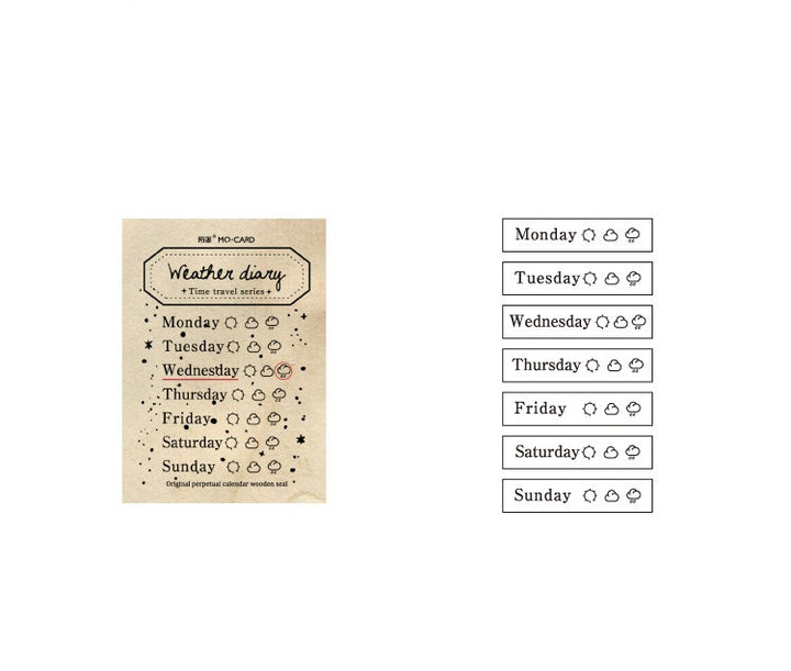 Weather Diary Wooden Stamp - Set of 7