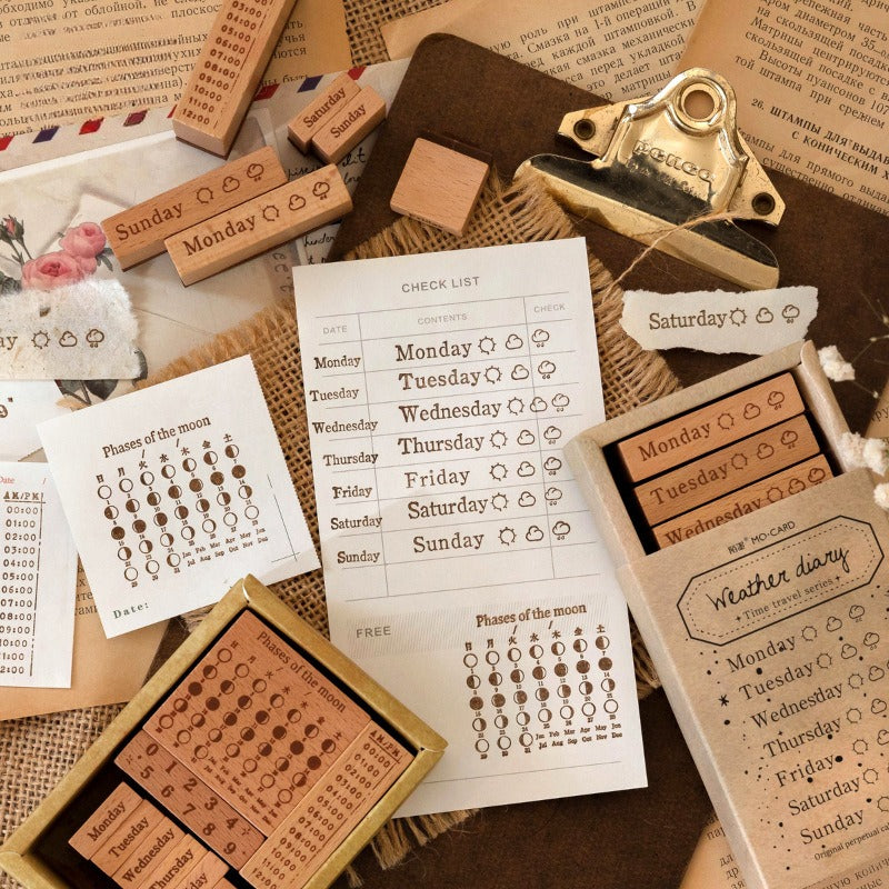 Weather Diary Wooden Stamp - Set of 7