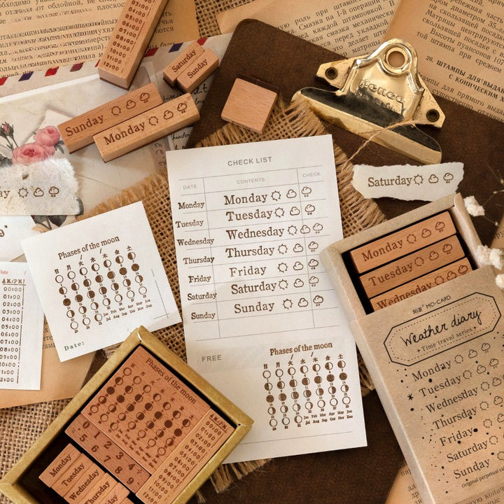 Weather Diary Wooden Stamp - Set of 7