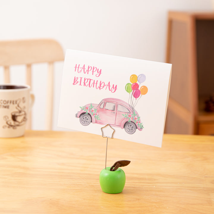 Wooden Card Note Holder - Green Apple