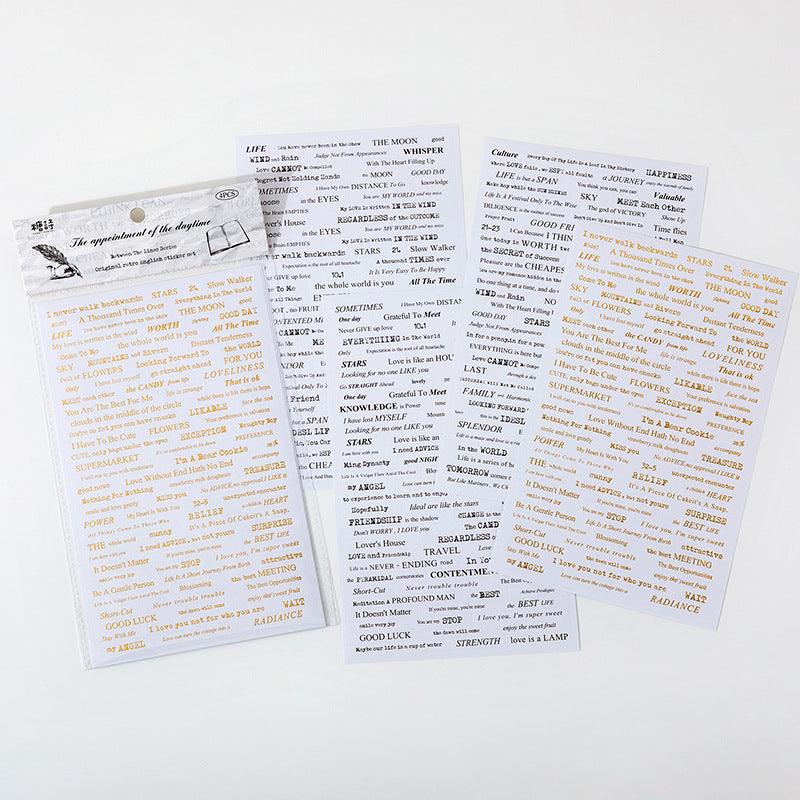 Vintage Gold Foil Text Stickers