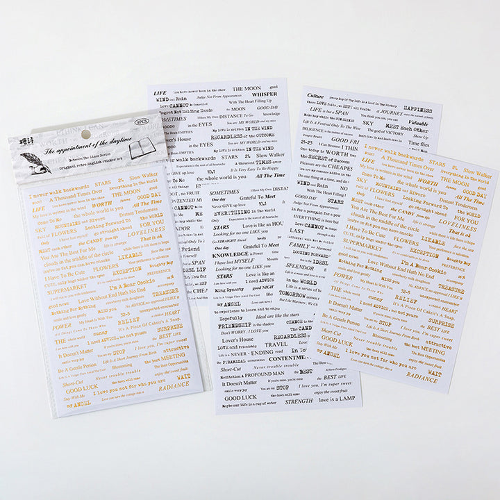 Vintage Gold Foil Text Stickers