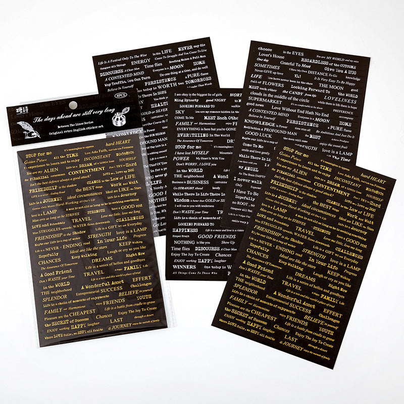 Vintage Gold Foil Text Stickers