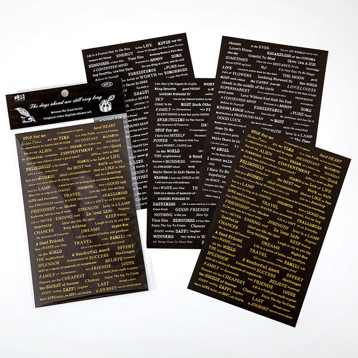 Vintage Gold Foil Text Stickers