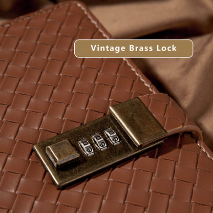 Woven Leather Lock Journal - B6 - Ruled - Brown