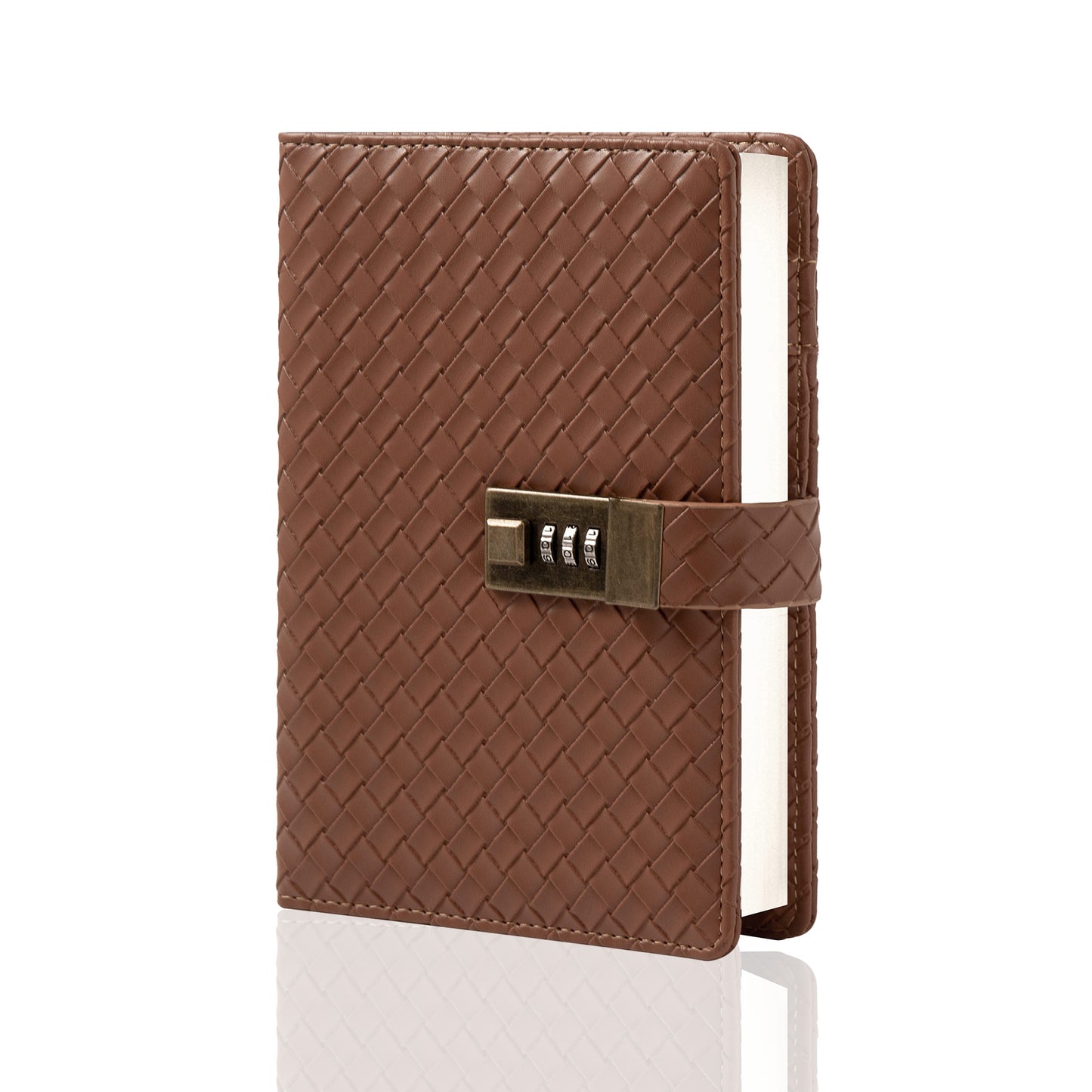 Woven Leather Lock Journal - B6 - Ruled - Brown