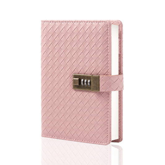 Woven Leather Lock Journal - B6 - Ruled - Pink