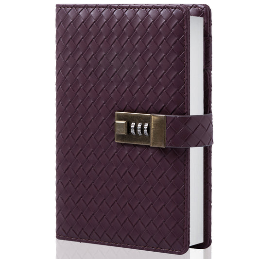 Woven Leather Lock Journal - B6 - Ruled - Purple