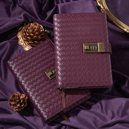 Woven Leather Lock Journal - B6 - Ruled - Purple