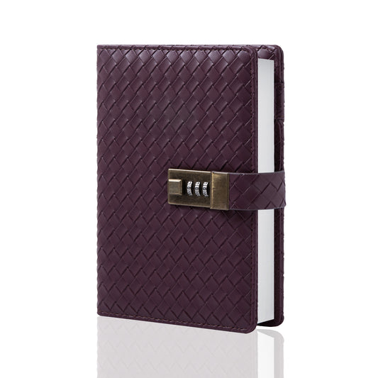 Woven Leather Lock Journal - B6 - Ruled - Purple