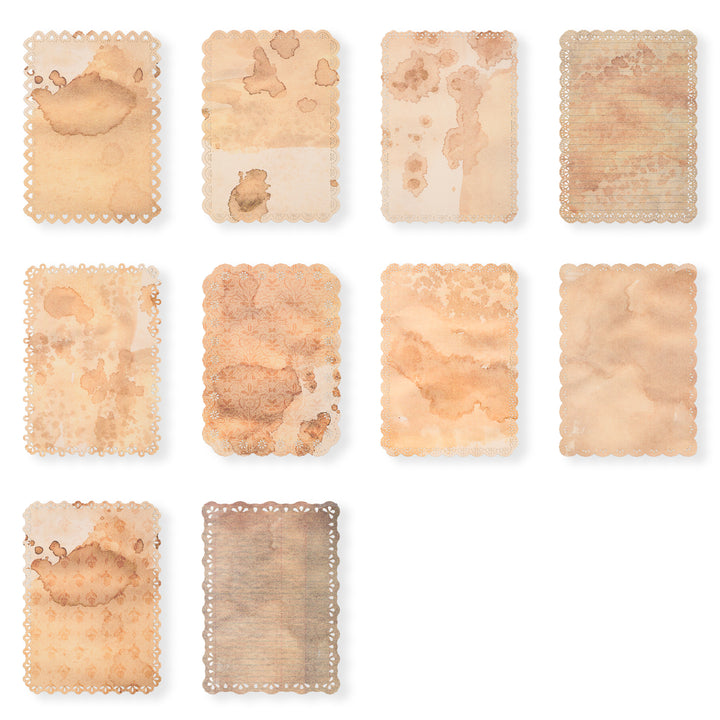 Yellowed Coffee Scrapbook Paper - 10 Sheets