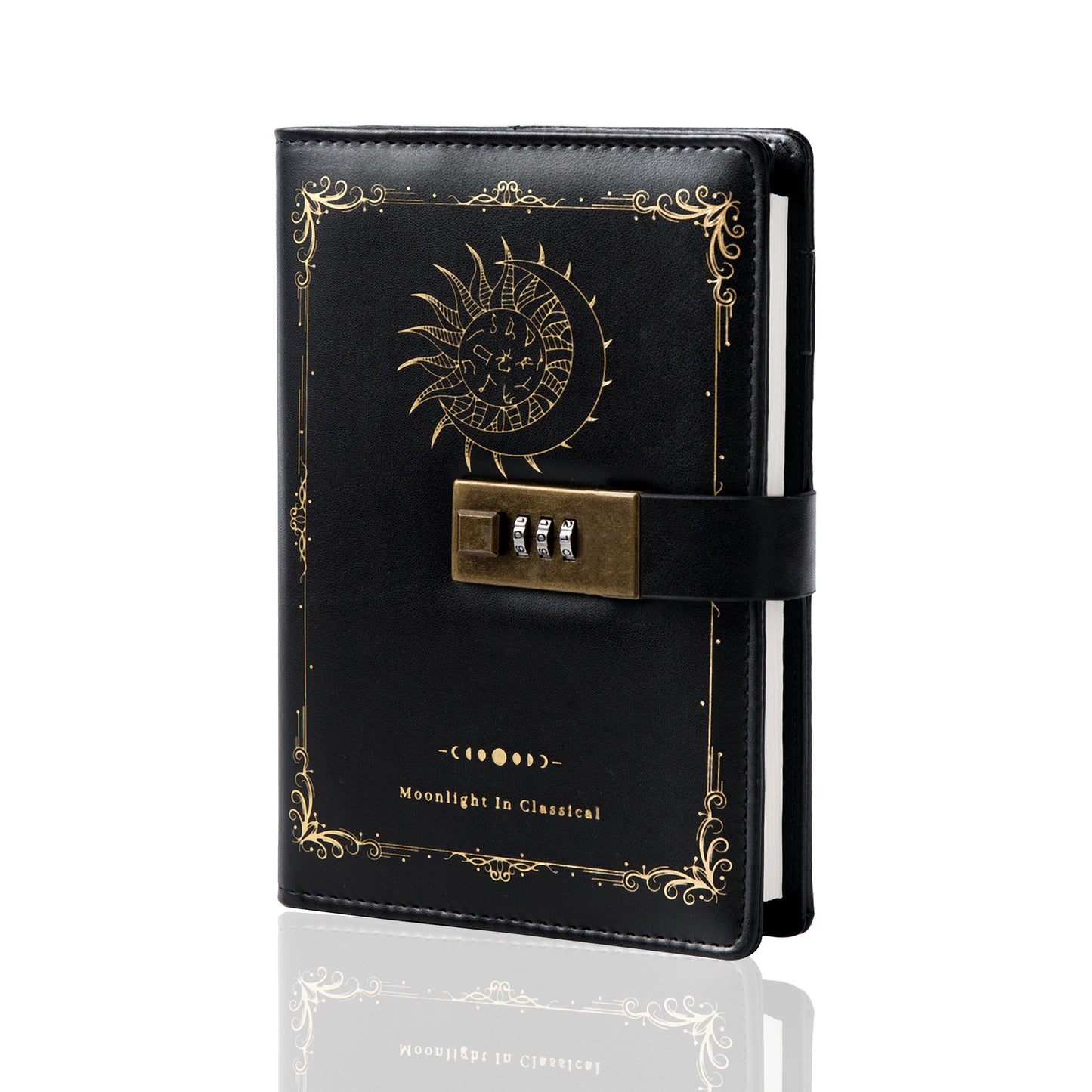 Zodiac Leather Lock Journal - B6 - Ruled - Black
